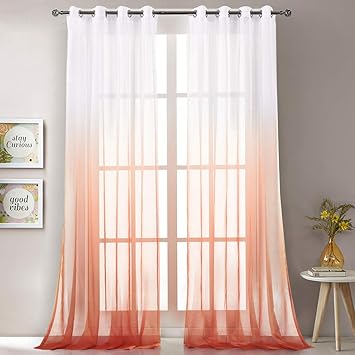 Amazon Com Loyolady Ombre Sheer Curtains For Bedroom Reddish