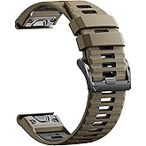 Quickfit 22mm Watch Bands for Garmin Fenix 8 47mm/7/6/5, Sports Silicone Bands Compatible with Garmin Fenix 8 Pro 47mm/7 Pro/6 Pro/5 Plus/Forerunner 935/945/955/965/Approach S60/S62/Epix 2