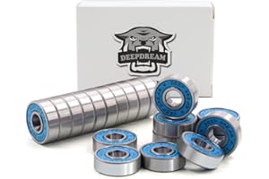 DEEPDREAM Premium 20Pcs 608rs Bearings Skateboard Bearings Chrome Steel Bearing Longboard Bearings (8x22x7mm) Double Rubber Sealed Deep Groove Bearing