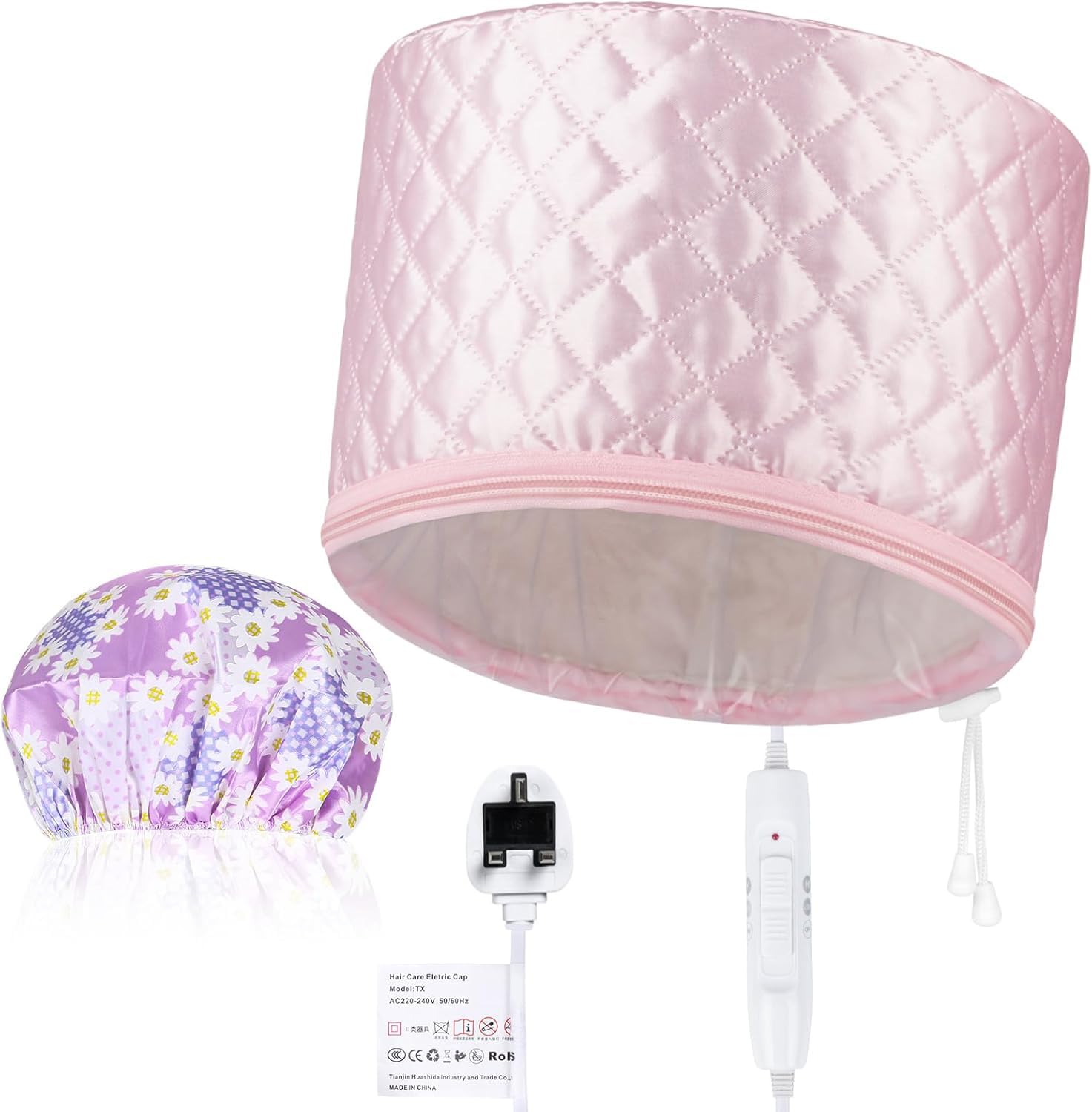 Hair Steamer,Totofac Electric Hair Care Hat Heating Cap with 2 Mode Temperature Control for Hair Spa Home Thermal Treatment Beauty Steamer Cap (Pink)