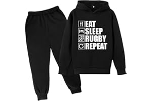 HICItro Boys Tracksuit Pullover Hoodie Jogging Pants Set 2 Pieces Sweatsuit letter printed pullover hoodie & black sweatpants