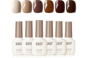 GAOY Nude Brown Gel Nail Polish Set, 6 Colors Beige Chocolate Caramel, UV Cure Gel for DIY Manicure at Home