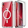COOLQO Magnetic for iPhone XR Case, with [2 x Tempered Glass Screen Protector] Clear [Compatible with MagSafe] Hard PC+Soft TPU 3in1 [Heavy Duty Shockproof Defender] Phone Protective Cover