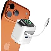 Ventaron 65W Retractable USB C Apple Charging Block with Built-in Apple Watch Charger,Foldable PD Fast Charger Block for iPhone 17 16 Pro Max,MacBook Pro/Air,iPad,iWatch Ultra/SE/10/9/8/7/6/5(White)