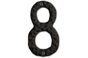 HOMUS House Address Numbers 4 Inch Height - Cast Iron House Number - Rustproof Black Finish - Number 8