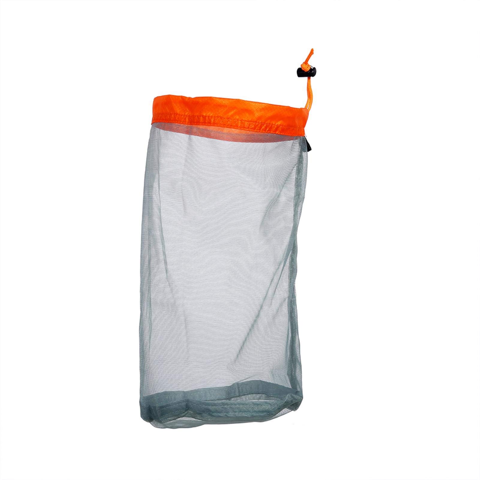Demeras Camping Mesh Bag Reusable Ultralight Mesh Drawstring Sack for Outdoor Activities Hiking Travelling Storage Bag(M Orange)
