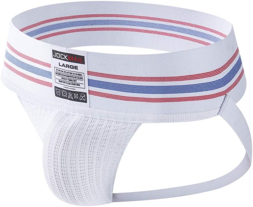 Men's Thong Wide Belt Breathable Elastic Big Bag Hips Back Air Sports Double D-M-XXL