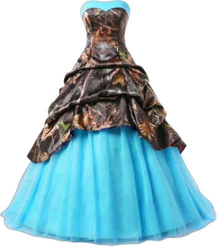 Haokeformal Long Strapless Sweetheart A Line Camouflage Wedding Dress for Women Pick Up Corset Camo Prom Quinceanera Dress Emerald Green Back 0 : Clothing, Shoes & Jewelry
