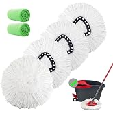 Spin Mop Replacement Heads Microfiber Replace Refills for 1‑Tank System | 4 Pack Mop Refills+2 Cleaning Cloths, Easy &amp; Streak‑Free Cleaning, Machine Washable &amp; Reusable, Safe for All Hard Floors