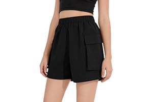 Hvididan Girls Summer Cargo Shorts Casual Elastic High Waist Kids Athletic Hiking Shorts with Flap Pocket for Teens 5-14Years