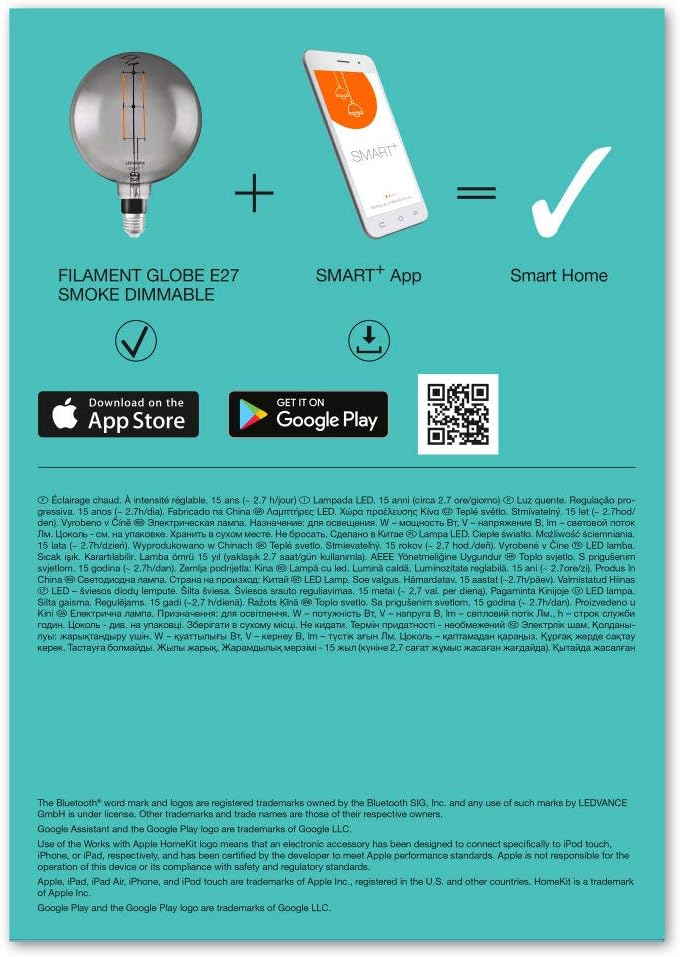 LEDVANCE Smart Led Lamp with Bluetooth, E27, Dimmable, Warm White (2700 k), Replaces Incandescent Lamps with 37 W - Image 5