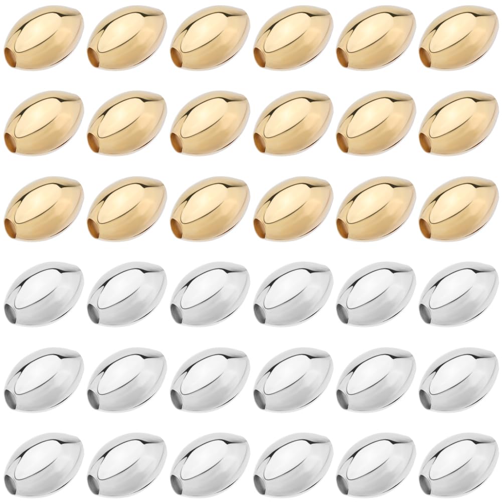 Beebeecraft 1 Box 40Pcs Barrel Beads 18K Gold & Platinum Plated Brass 6mm Column Spacer Beads for Jewellery Making (Gold, Silver)