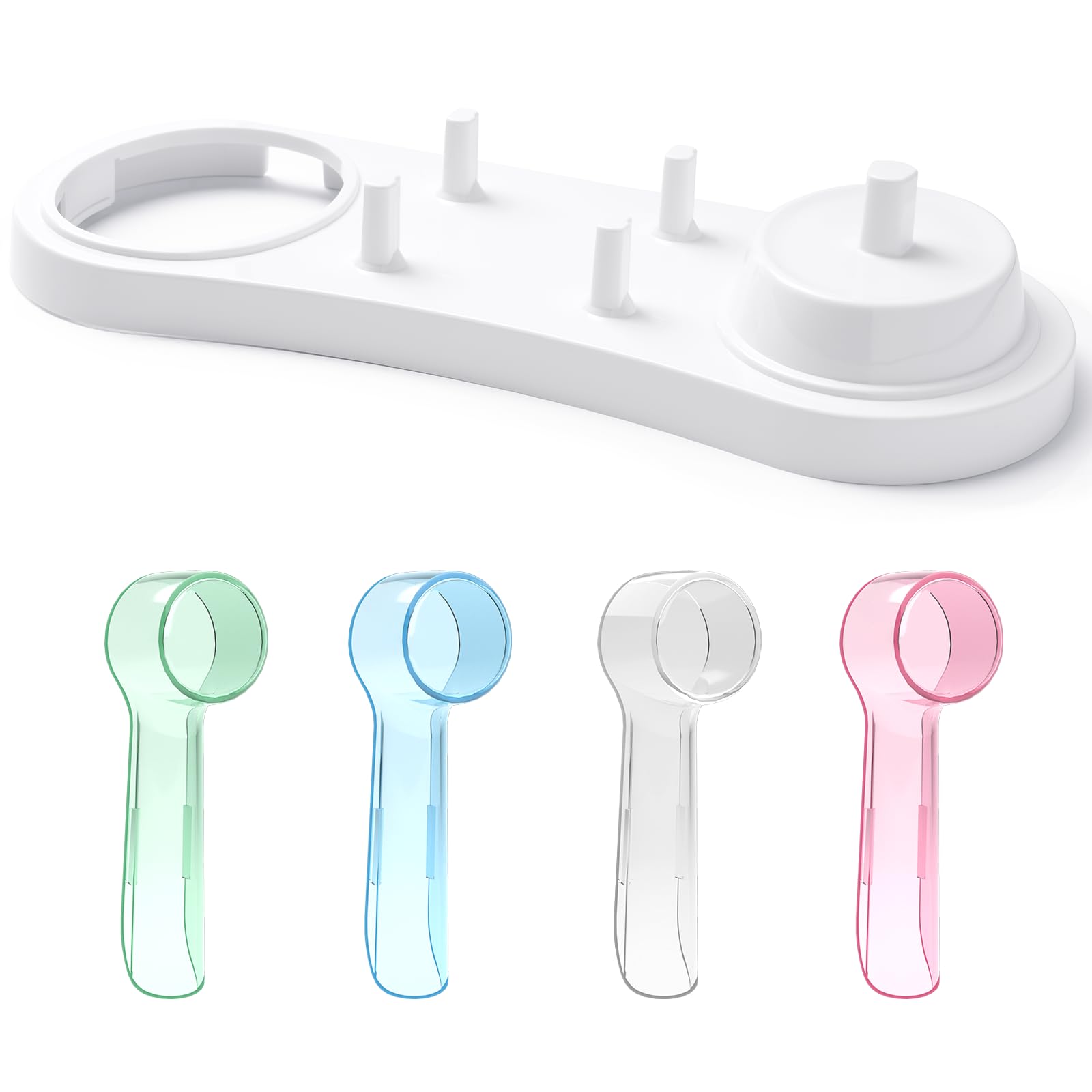 Electric Toothbrush Holder with 1 Charging Stand Slot, 1 toothbrush stand and 4 Toothbrush Head Stands + 4 PCS Toothbrush Head Covers for Oral B