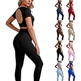 Workout Sets for Women Backless Top Legging Set Two Piece High Waisted Summer Pilates Yoga Clothes Gym Athletic Wear