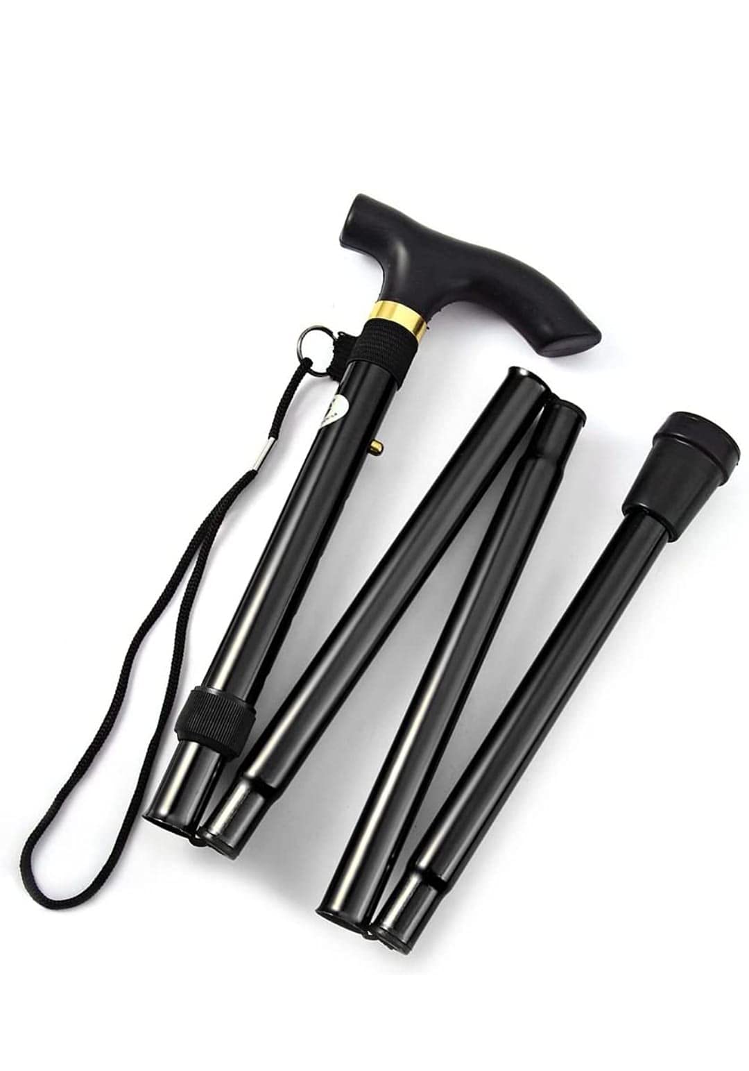 BBL Folding Walking Stick(Black), Lightweight & Adjustable Height Walking Stick With Ergonomic Handle and Anti-Slip Rubber Tip