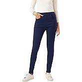 Women's Skinny Dress Pants High Waist Pull on Pants with Pockets Slim Fit Business Casual Trouser