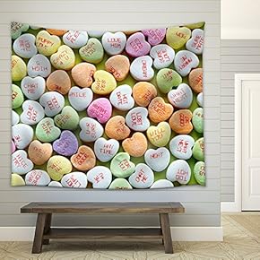 Heart Shaped Candies for Valentines Day - Fabric Wall Tapestry Home Decor - 51x60 inches