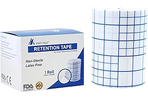 AWD Medical Dressing Retention Tape - Medical Non-Woven, Skin Friendly, Adhesive Wound Dressing Tape, Medical Tape for Wound Care Secures Primary Dressings with Easy Release Backing (4" x 10 yds)