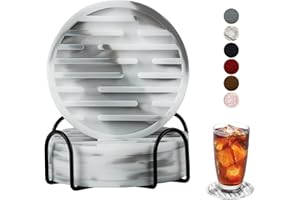 Amoowis Silicone Coasters for Drinks Set of 6 with Holder - Waterproof Non-Slip Reusable Coaster Mats, Durable Cup Coasters for Table, Bar, Office, Kitchen (6-Pack), Christmas, Thanksgiving Gifts