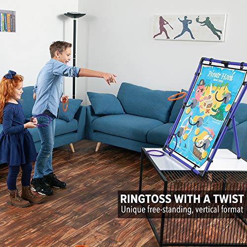 Sport Squad Pirate Hook Ring Toss - Indoor & Outdoor Ring Toss Games for Kids and Adults - Portable Pirates Ring Toss Game - Great for Pirate Themed Birthday Parties - Incl. 3 Purple & 3 Orange Rings - Thumbnail 2