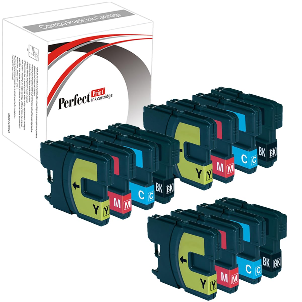 PerfectPrint Compatible Ink Cartridge Replacement for Brother MFC-J220 J265W J410 DCP-J125 J315W J415W J515W LC-985 (Black/Cyan/Magenta/Yellow, 12-pack)