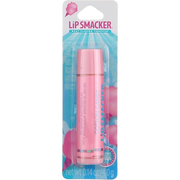 LIP SMACKER FLAVORED LIP BALM, FLAVORED MOISTURIZING, SMOOTHING SOFT SHINE, HYDRATING & PROTECTING FUN TASTY FLAVORS, CRUELTY-FREE & VEGAN – COTTON CANDY