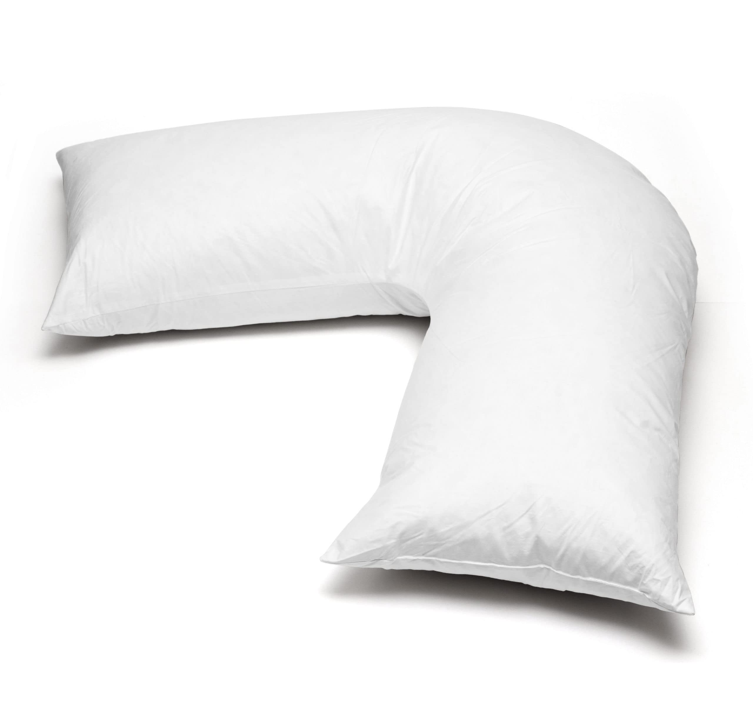 WHITE COLOR, V Shaped Pillow case, 350 THREAD COUNT, 100% COTTON SATEEN, Plain Dyed Orthopaedic, Size: 84cm x 34cm, back pain body pain relief