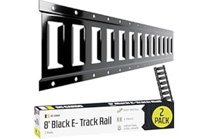 DC Cargo Mall E Track Tie Down Rail Kit 8' (2 Pack) for Garages, Vans, Trailers, Motorcycle Tie Downs, ATV Mountings - Powder-Coat Black - Secure Cargo & Heavy Loads Up to 2,000 lbs