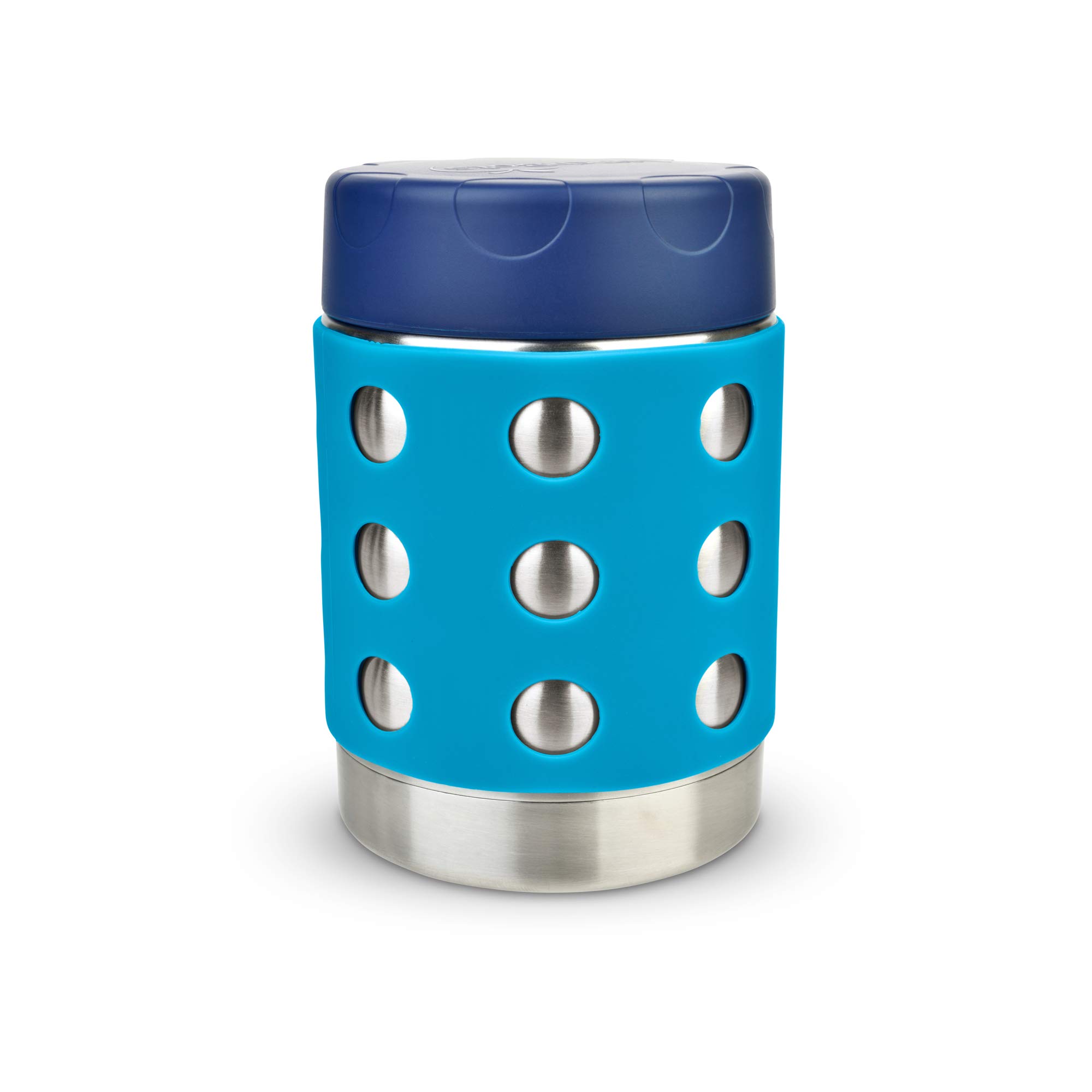 Photo 1 of LunchBots Thermal 12 oz Triple Insulated Thermo - Hot 6 Hours or Cold 12 Hours - Leak Proof Thermo Soup Jar - All Stainless Interior - Navy Lid - Aqua Dots