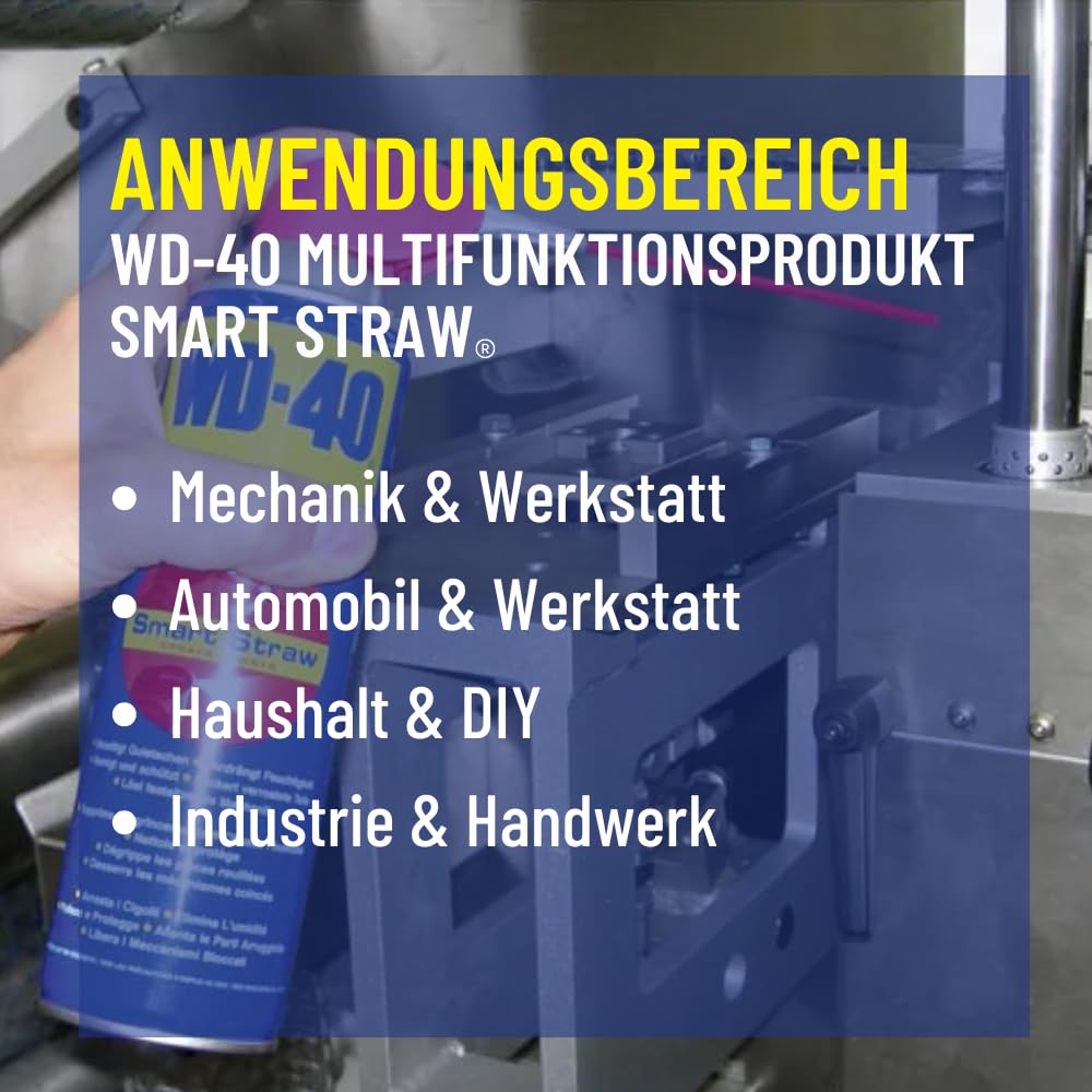 WD-40 Multifunktionsprodukt Smart Straw 330ml – Präzise Anwendung mit klappbarem Sprührohr, löst festsitzende Mechaniken & Rost, beseitigt Quietschen, verdrängt Feuchtigkeit, schützt & reinigt 6