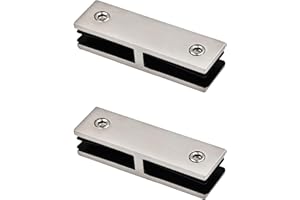 FLJDOUMAI Glass Railing Clamp Stainless Steel 304-180° Double Clamps for Home/Park/Mall/Swimming Pool Glass Clamp, Wire Drawn Surface Bracket (2-Pieces)