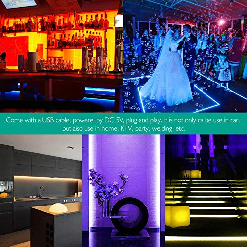 AveyLum Car LED Strip Lights USB 5V 4pcs Auto Interior Music Sync Underdash Footwell Lighting Kit RGB 5050 SMD LED Tape Light