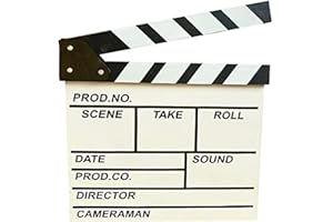 BERON Professional Vintage TV Movie Film Clap Board Slate Cut Prop Director Clapper (White)
