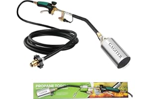 GAGITER Propane Torch Weed Burner Kit,Weed Torch 800,000 BTU Blow Torch with 9.8 FT Hose Heavy Duty Flamethrower with Turbo Trigger for Flame Weeding,Roofing, Melting Ice Snow (green)