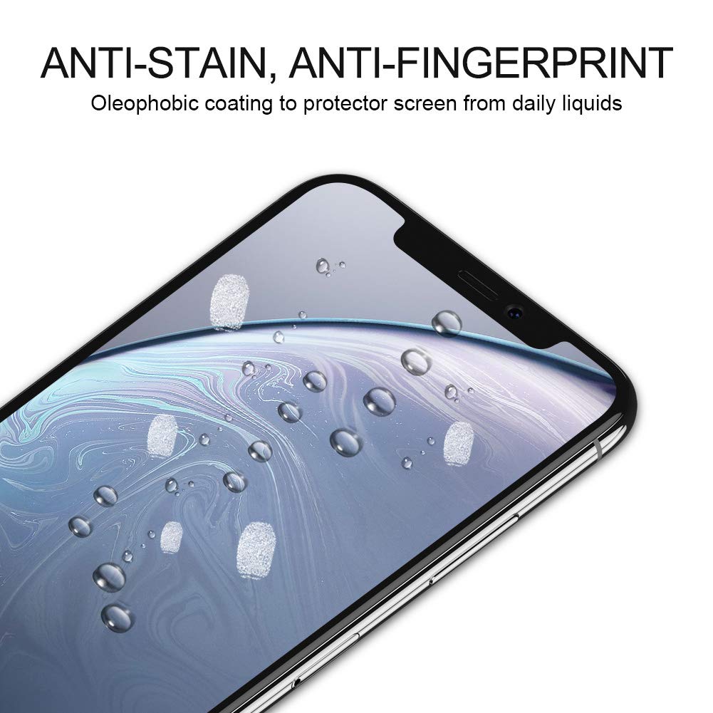 EyeO2 Screen Protector for iPhone XR 9h Hardness Tempered Glass Film Anti-Scratch Anti-Fingerprint 3D Curved Guard Screen Replacement Case Friendly Bubble Black Edge Free Full Coverage