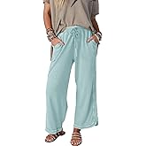 Ayturbo Womens Wide Leg Pants Casual High Waisted Palazzo Pants Lightweight Summer Flowy Beach Pants with Pockets