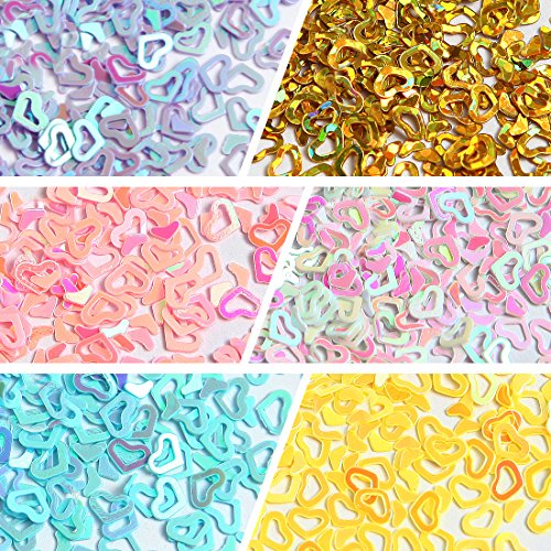 DIY 12 Colors Hollow & Solid Heart Star Iridescent Glitter Sequins Spangle 2 Sets 24 Jars for Nail Art Tip Deco Crafts Project - Thumbnail 6