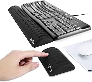 Aelfox Memory Foam Keyboard Wrist Rest&Gaming Mouse Wrist Rest, Ergonomic Design for Office, Home Office, Laptop, Desktop Computer, Gaming Keyboard (Black)