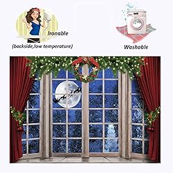 OFILA 7x5ft Christmas Window Backdrop for