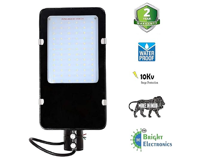 Bright Electronics Thin 72w LED Street Lights- IP65 Waterproof, White, 2 Year Warranty, Metal Body, Pack of 1