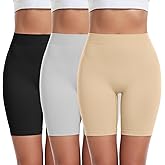FRESBEIT 3 Pack Slip Shorts for Women Under Dress Comfortable Smooth Boyshorts Panties Biker Shorts