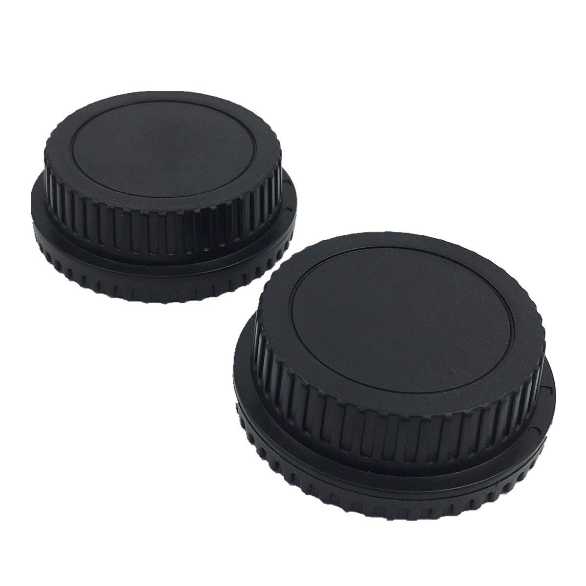 HomyWord 2 PACK Black Body Cap & Camera Rear Len Cover Set Compatible With All Canon EF-S EOS Mark II, III, IV, 7D Mark II D30 D60 10D 20D 20DA 30D 40D 5D Rebel XT XTi XSi T1 T1i T2i