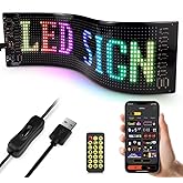 Programmable LED Sign 15''x4'' Flexible LED Matrix Panel APP Control DIY Custom Display Text Pattern Advertising Scrolling Lights Signs, Devil Eye Lights for Car Windshield Party Festival Store Decor