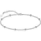 CHIC & ARTSY 925 Sterling Silver Ankle Bracelets for Women, Adjustable Double Layer Chain Anklets, Minimalist Lightweight Foot Jewelry for Beach & Everyday Wear