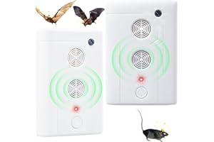 ZLIEATMP 2 Pack Bat Deterrent Plug-in Ultrasonic Bat Repellent Devices, Convenient Bats Removal Device& Bird Repeller, Keeping Bats Away from Attics, Houses, and Porches.