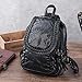 Katloo Mini Backpack For Women Small Soft Washed Leather Backpacks Girls Casual Daypack Shoulder Chest Bag Sling Purse Junior School Book Pack Convertible Strap Tear Drop Cat (Black)