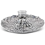 Arthur CourtAluminum Metal Grape Pattern Tidbit Cheese Hors d'oeuvres Tray with Glass for Toothpick - Entertaining Small Platter 10 inch Diameter x 2.25 inch Tall