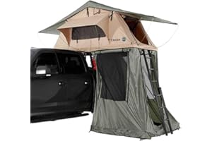 Overland Vehicle Systems LD TMBK Roof Top Tent Annex Green Base with Black Floor & Travel Cover - 420D Polyester Oxford Waterproof Material -1000g PVC Based Floor