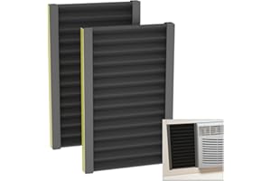 SZKXMJ Window Air Conditioner,Side Insulated Foam Panel, Summer/Winter Heat and Draft Insulating,Two-Piece Full Surround Insulation Panels Window Seal with 4 Pressure Strips 2 (Black)