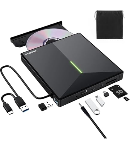 Amazon.com: ORIGBELIE External CD DVD Drive with 4 USB Ports and 2